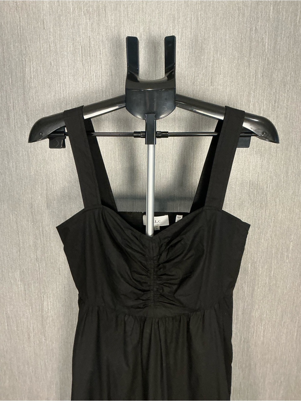 A.L.C. Black Ruched Bodice Maxi Dress with Wide Straps Size 10 - Picture 8 of 16